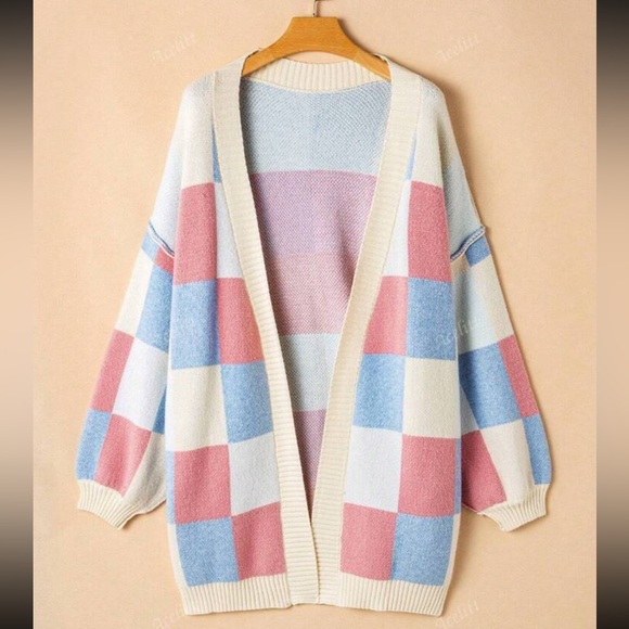 Luxe Color Block Open Front Long Sleeve Knit Sweater Cardigan - Picture 13 of 16